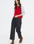 Merino Wool Ribbed Waistcoat, Red