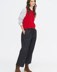Merino Wool Ribbed Waistcoat, Red