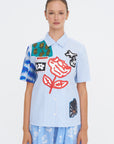 Poplin Bowling Shirt, Iris Blue