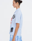 Poplin Bowling Shirt, Iris Blue