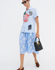 Poplin Bowling Shirt, Iris Blue