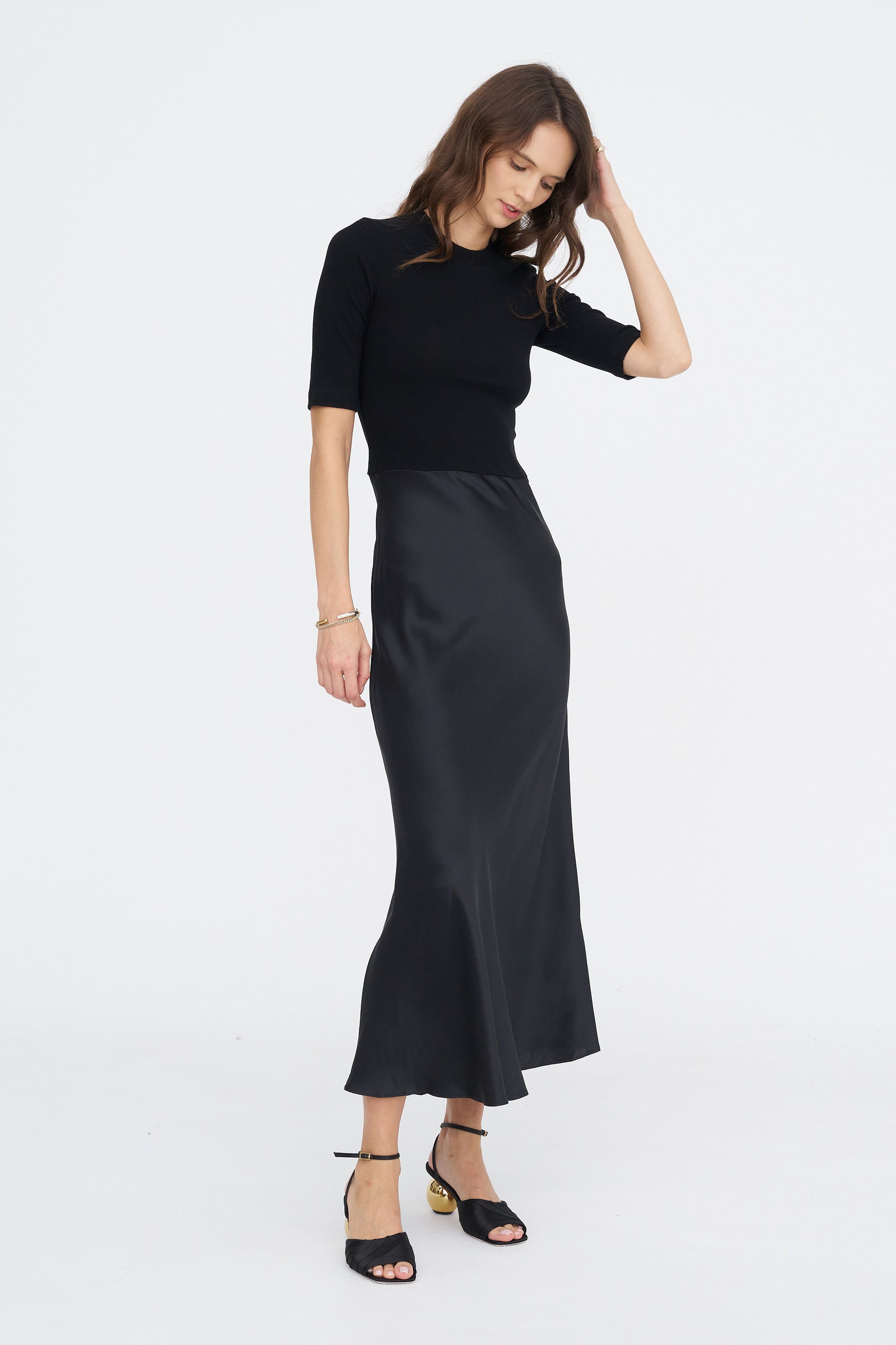 Combo T-Shirt Dress, Black