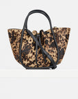 Small Ruched Tote - Printed Haircalf, Dark Brown Multi