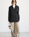 TIBI - Silk Nylon Liam Blazer, Navy