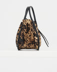 Small Ruched Tote - Printed Haircalf, Dark Brown Multi