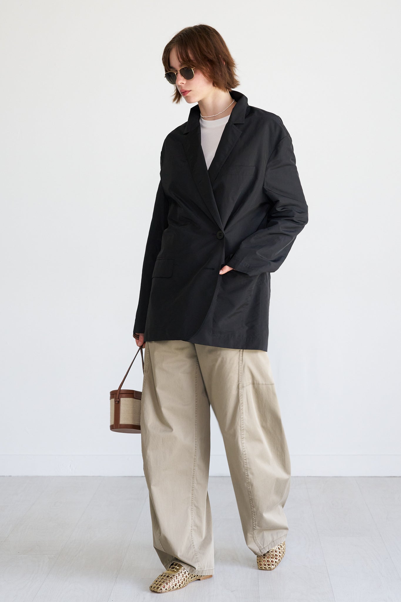 TIBI - Silk Nylon Liam Blazer, Navy