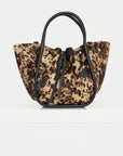 Small Ruched Tote - Printed Haircalf, Dark Brown Multi