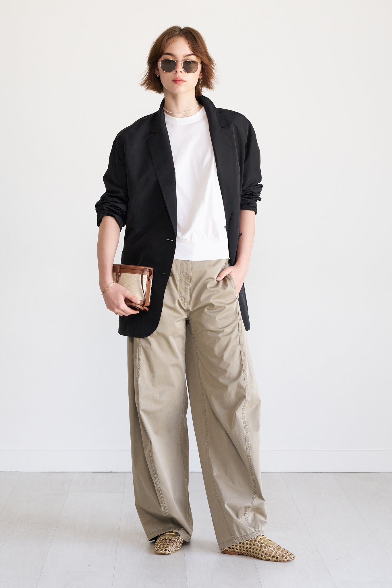 TIBI - Silk Nylon Liam Blazer, Navy