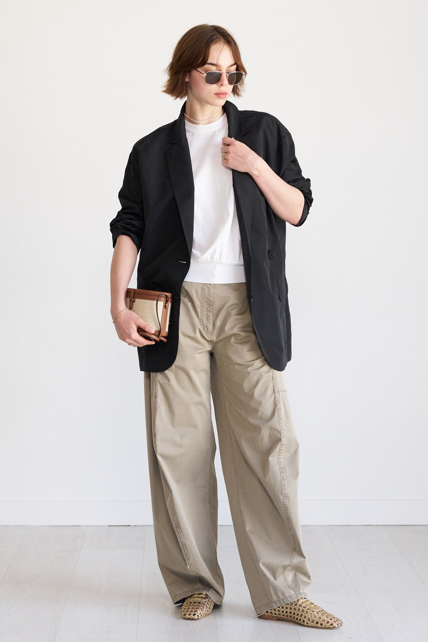 TIBI - Silk Nylon Liam Blazer, Navy