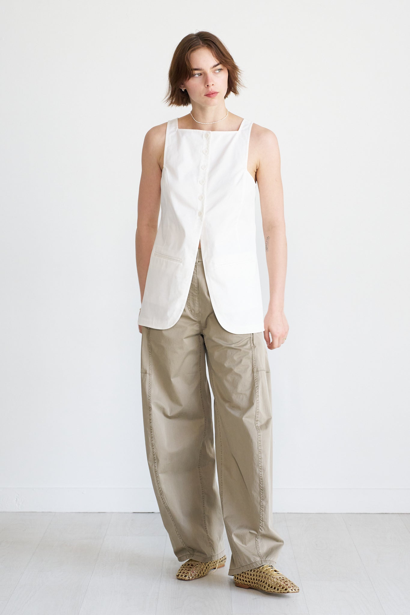 TIBI - Chino Slit Front Tunic, White