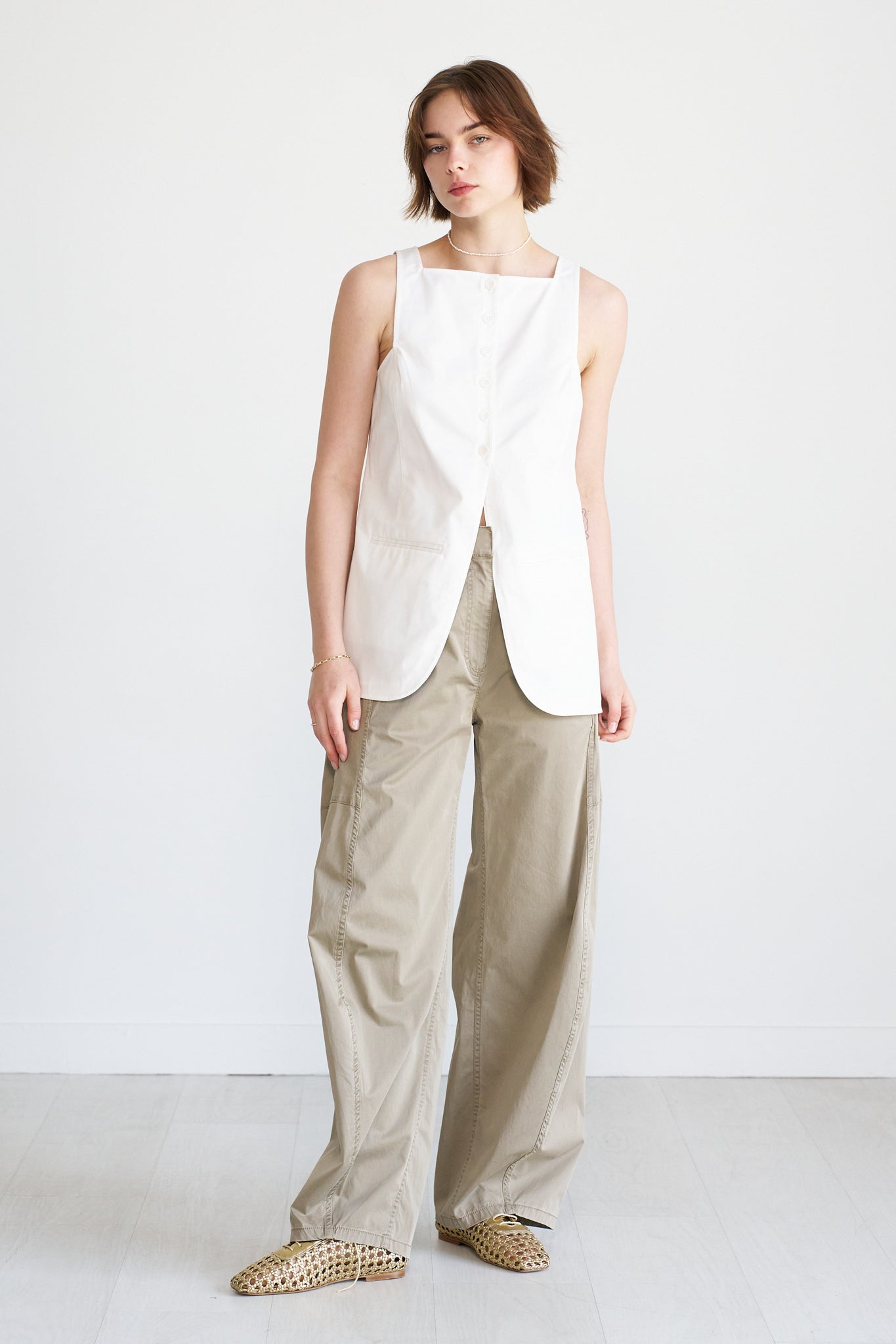 TIBI - Chino Slit Front Tunic, White