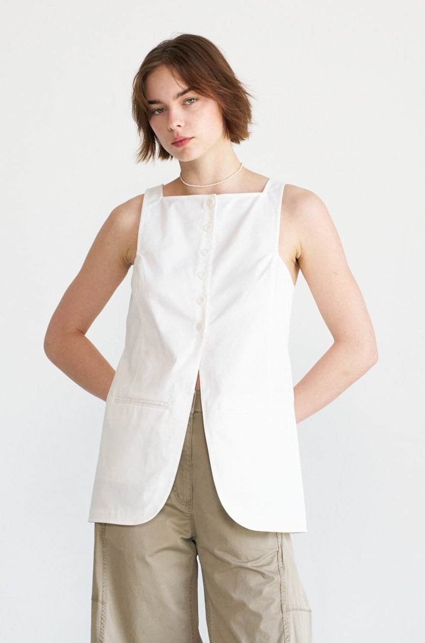 TIBI - Chino Slit Front Tunic, White