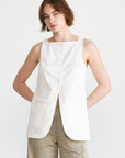 TIBI - Chino Slit Front Tunic, White