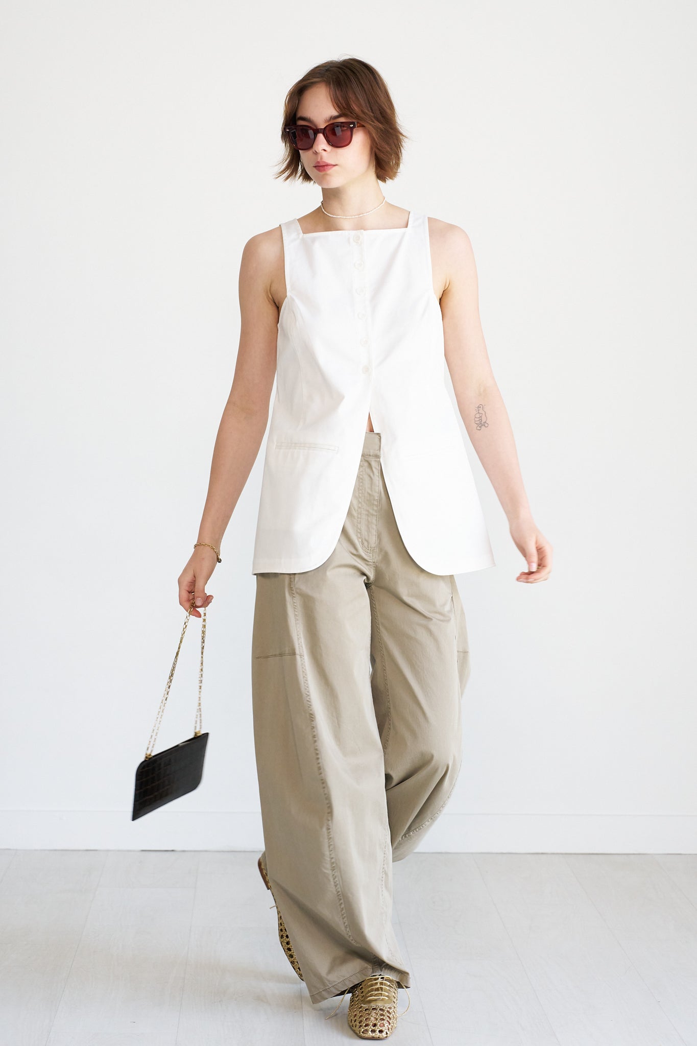 TIBI - Chino Slit Front Tunic, White
