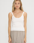 Stretch Pointelle Camisole, White