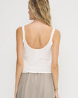 Stretch Pointelle Camisole, White