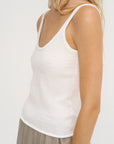 Stretch Pointelle Camisole, White