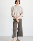 TIBI - Short Sculpted Sleeve Sweatshirt, Light Stone