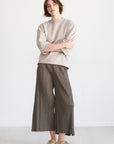 TIBI - Short Sculpted Sleeve Sweatshirt, Light Stone