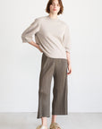 TIBI - Short Sculpted Sleeve Sweatshirt, Light Stone