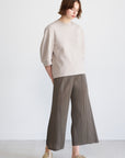 TIBI - Short Sculpted Sleeve Sweatshirt, Light Stone
