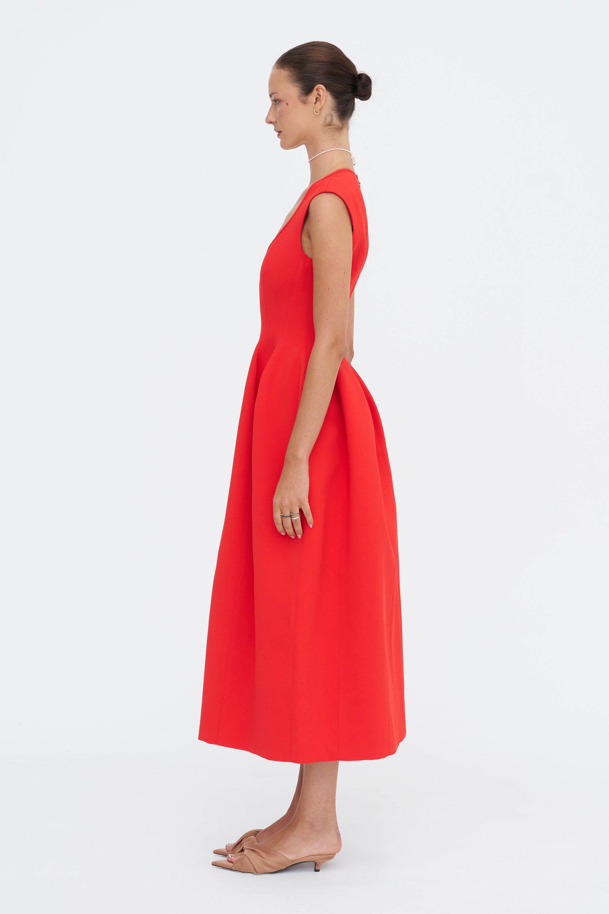 Leah Moulded Dress, Vermillion