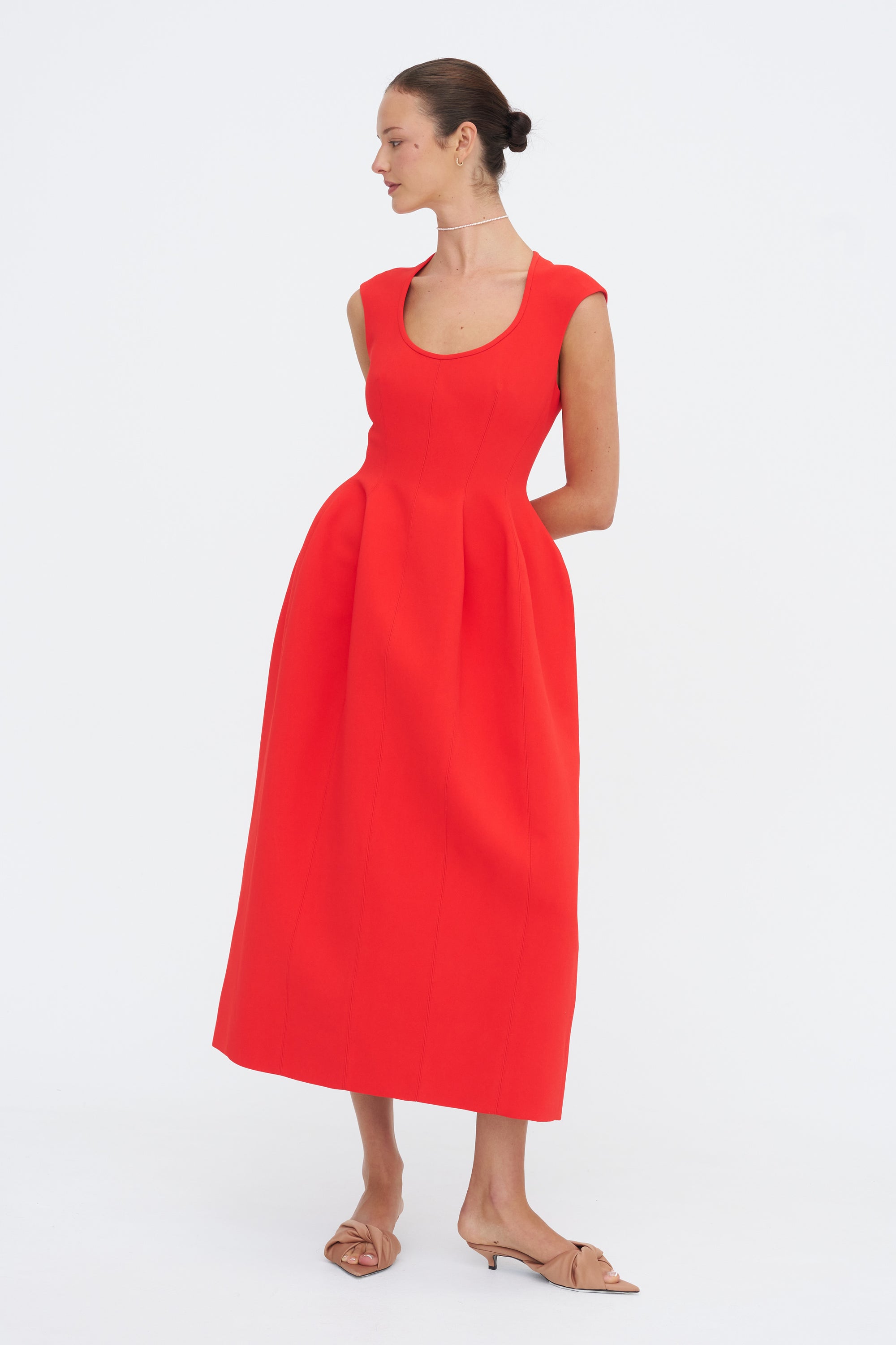 Leah Moulded Dress, Vermillion