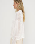 Mix Pointelle Crewneck, White