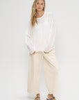 Mix Pointelle Crewneck, White