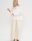 Mix Pointelle Crewneck, White