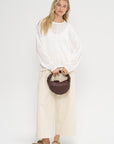 Mix Pointelle Crewneck, White