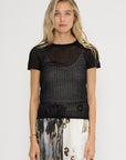 Pointelle Baby Tee, Black