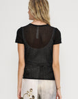 Pointelle Baby Tee, Black