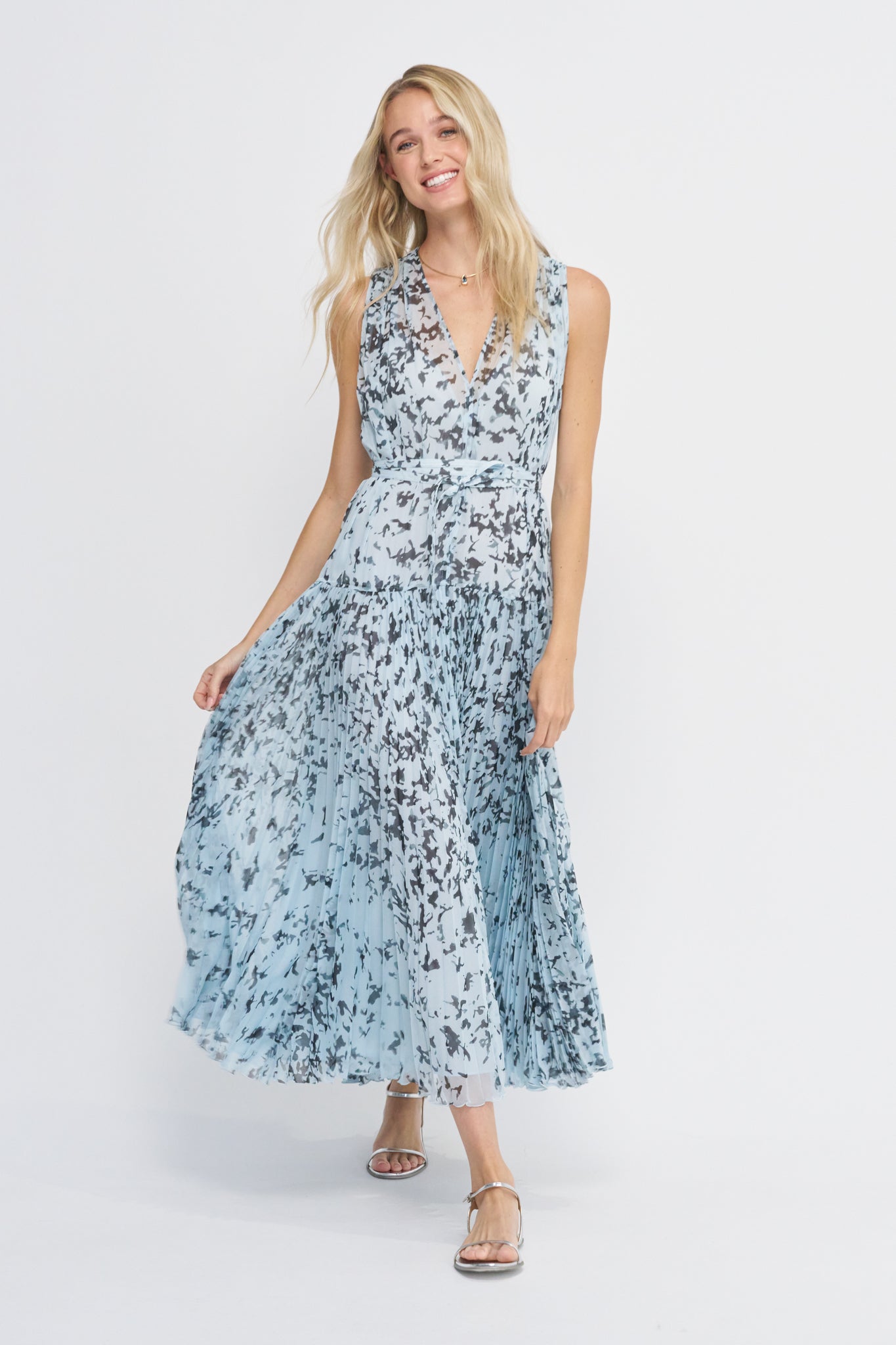 Pat Dress, Sky Blue Multi