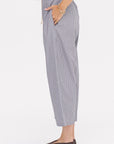 Drawstring Pleat Front Pant, Grey Railroad Stripe