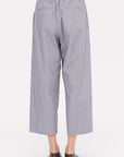 Drawstring Pleat Front Pant, Grey Railroad Stripe