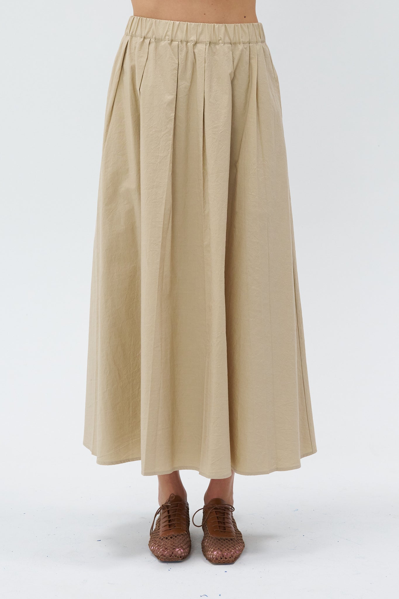 APUNTOB - Khaki Cotton Skirt, Honey