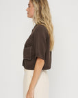 Cotton Stitched Top, Brown