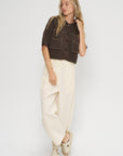 Cotton Stitched Top, Brown