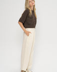Cotton Stitched Top, Brown