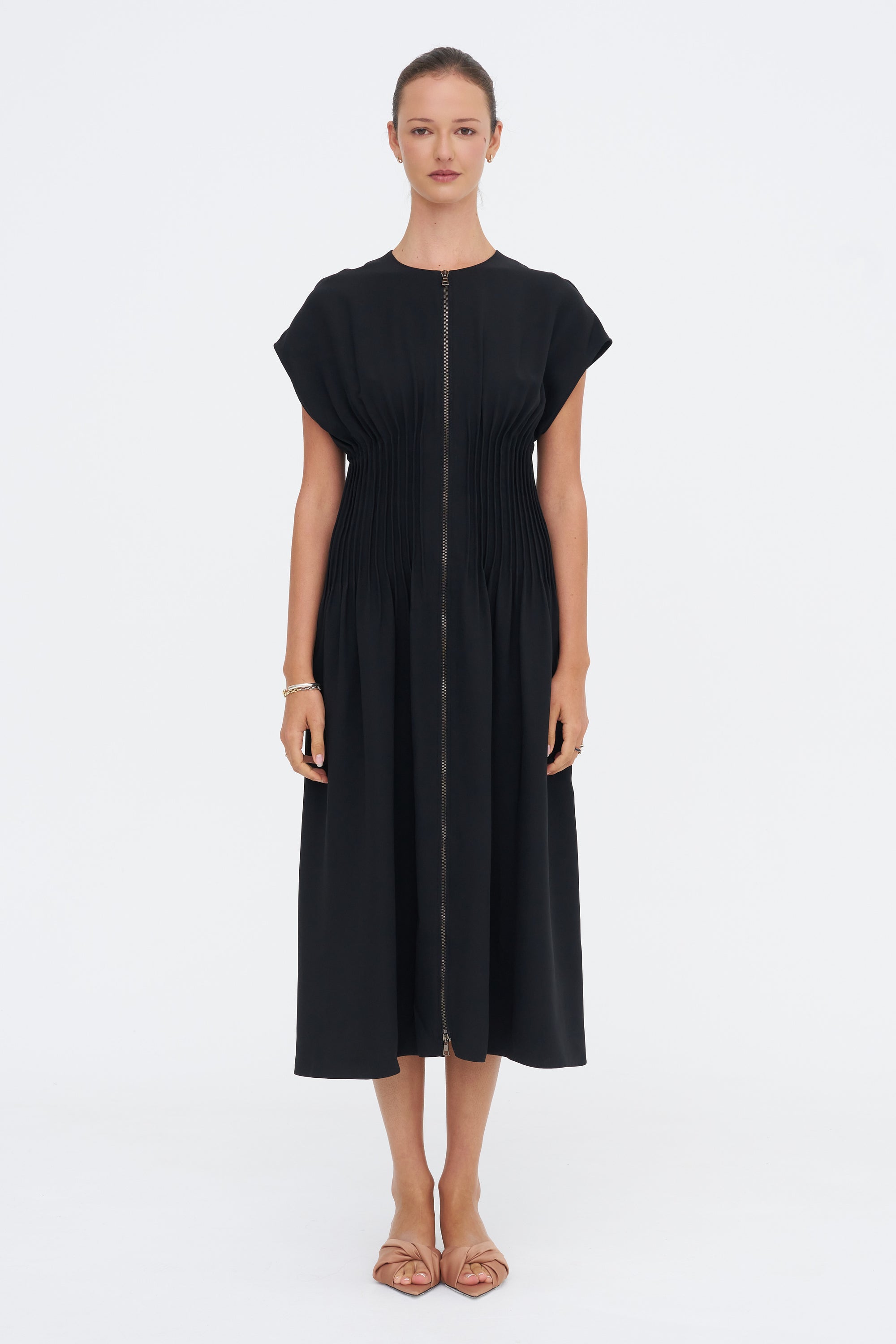 Arlo Pin Tucked Dress, Black