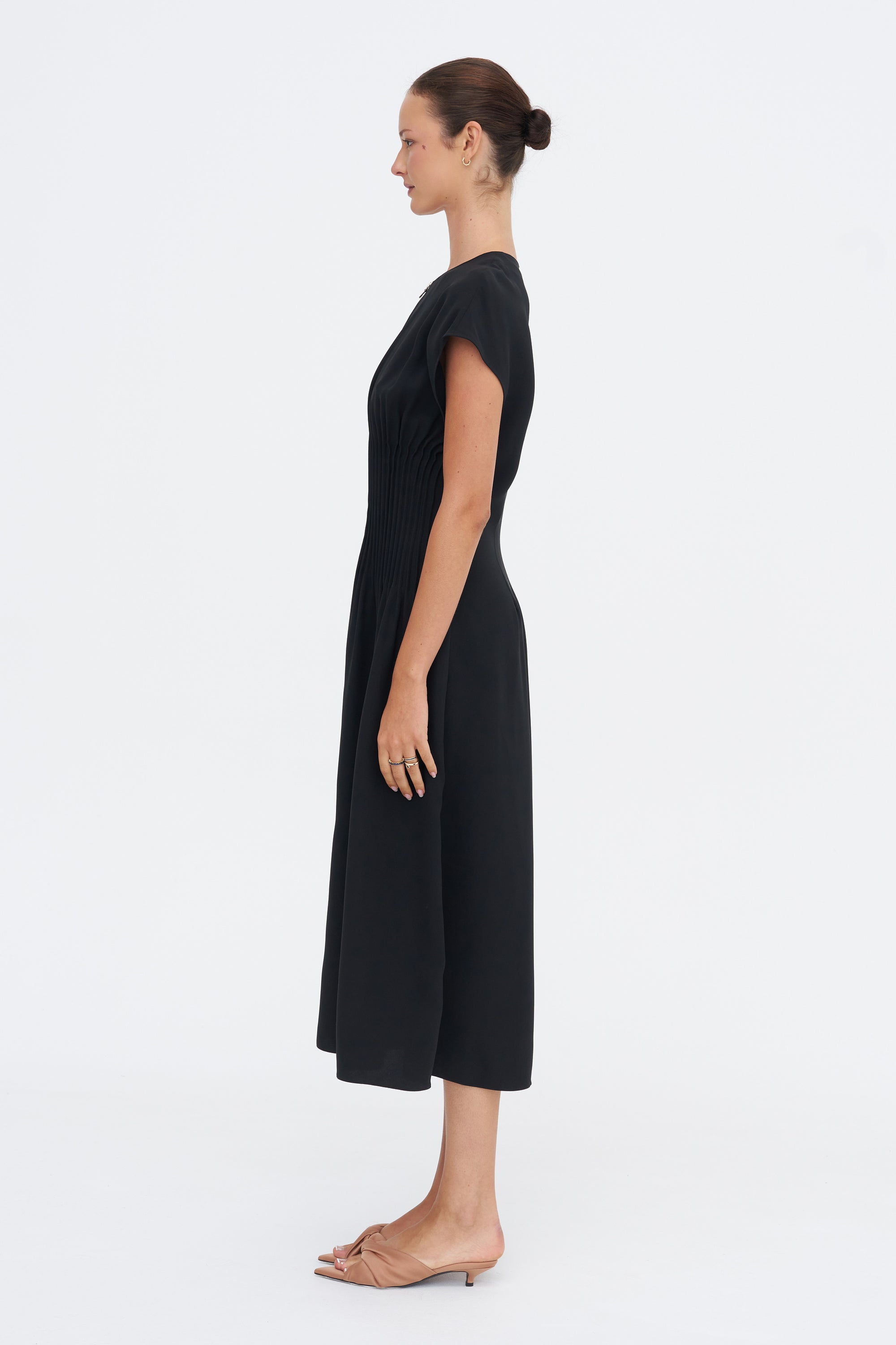 Arlo Pin Tucked Dress, Black