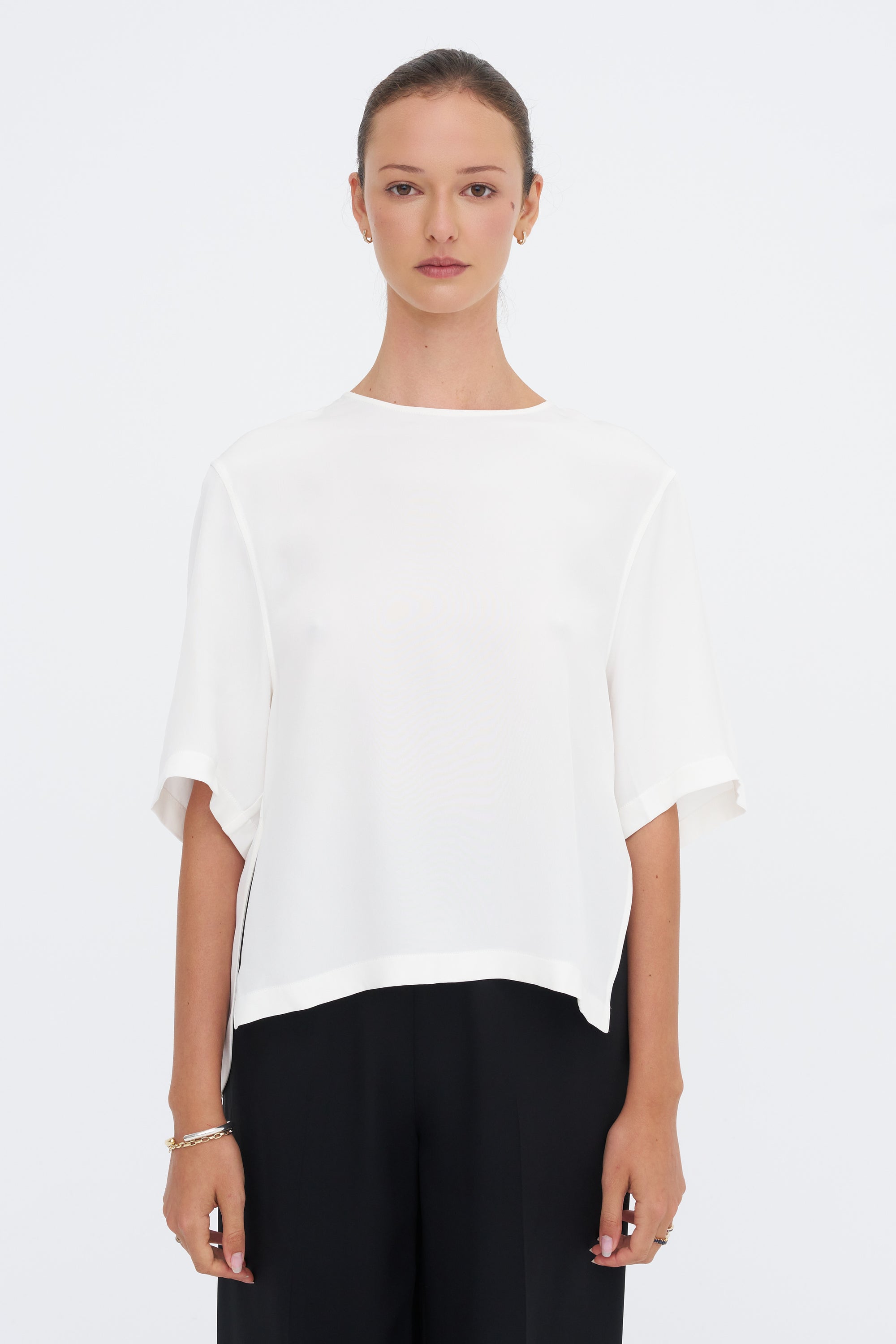 India Silk Boxy T-Shirt, Off White