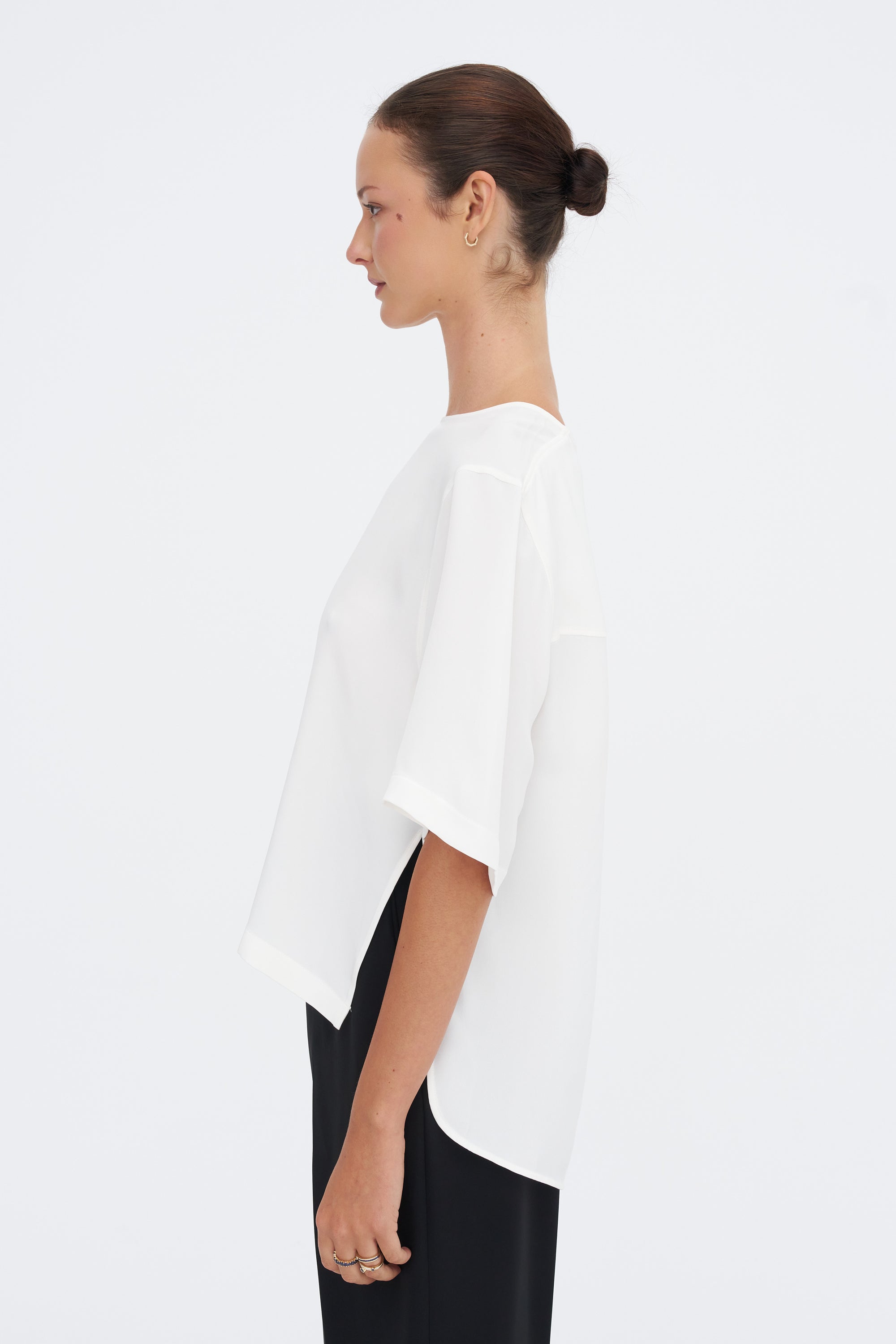 India Silk Boxy T-Shirt, Off White