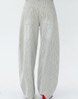 TIBI - Sid Jean Stone Washed Stripe Pant, Navy Multi