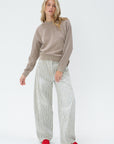 TIBI - Sid Jean Stone Washed Stripe Pant, Navy Multi
