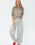 TIBI - Sid Jean Stone Washed Stripe Pant, Navy Multi