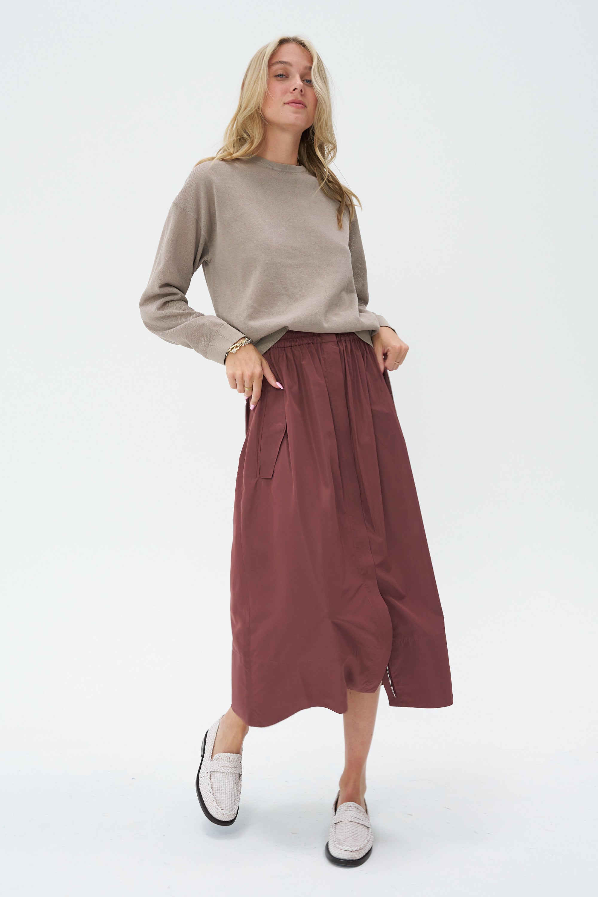 TIBI - Crispy Sweater Pullover, Dark Stone