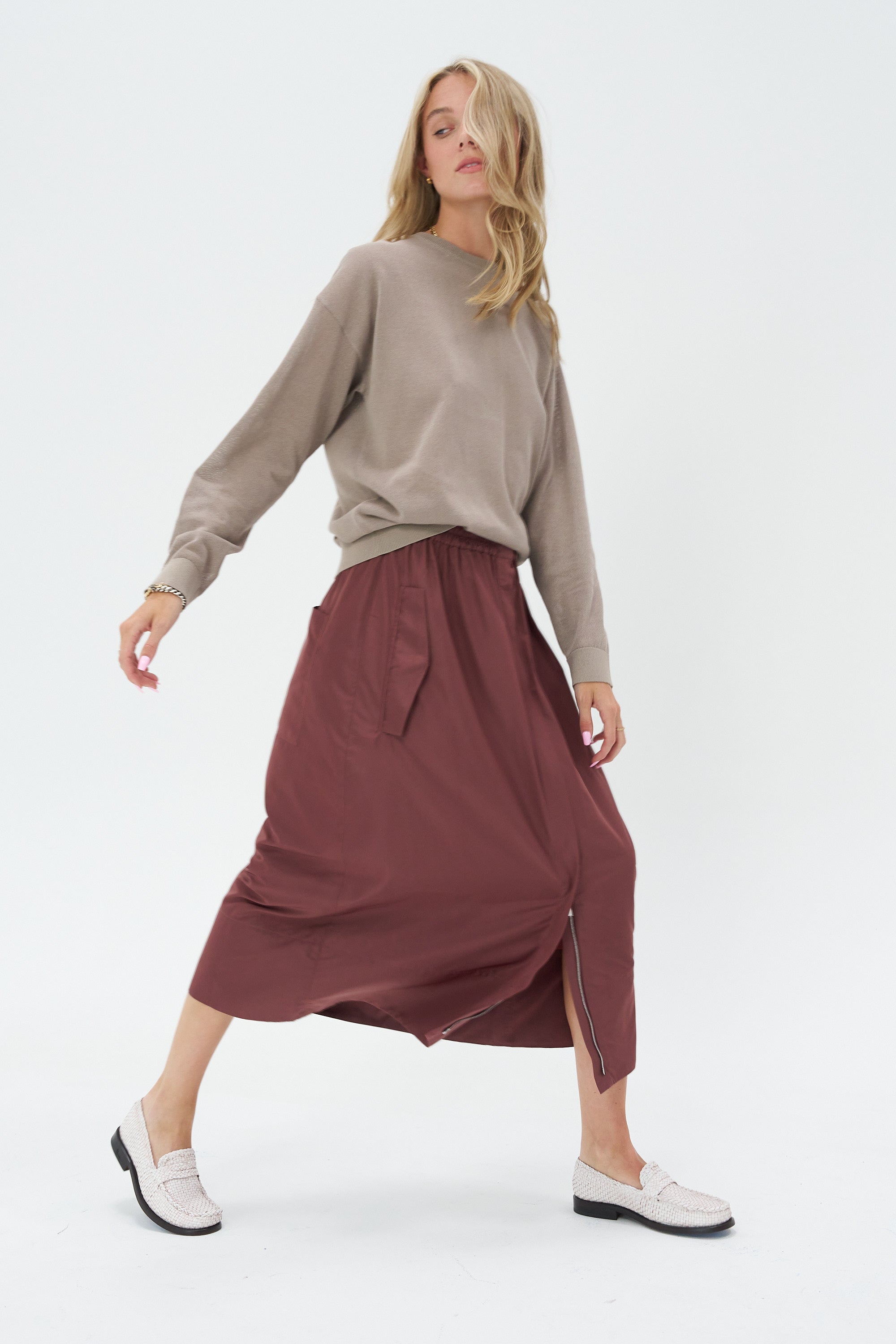 TIBI - Crispy Sweater Pullover, Dark Stone