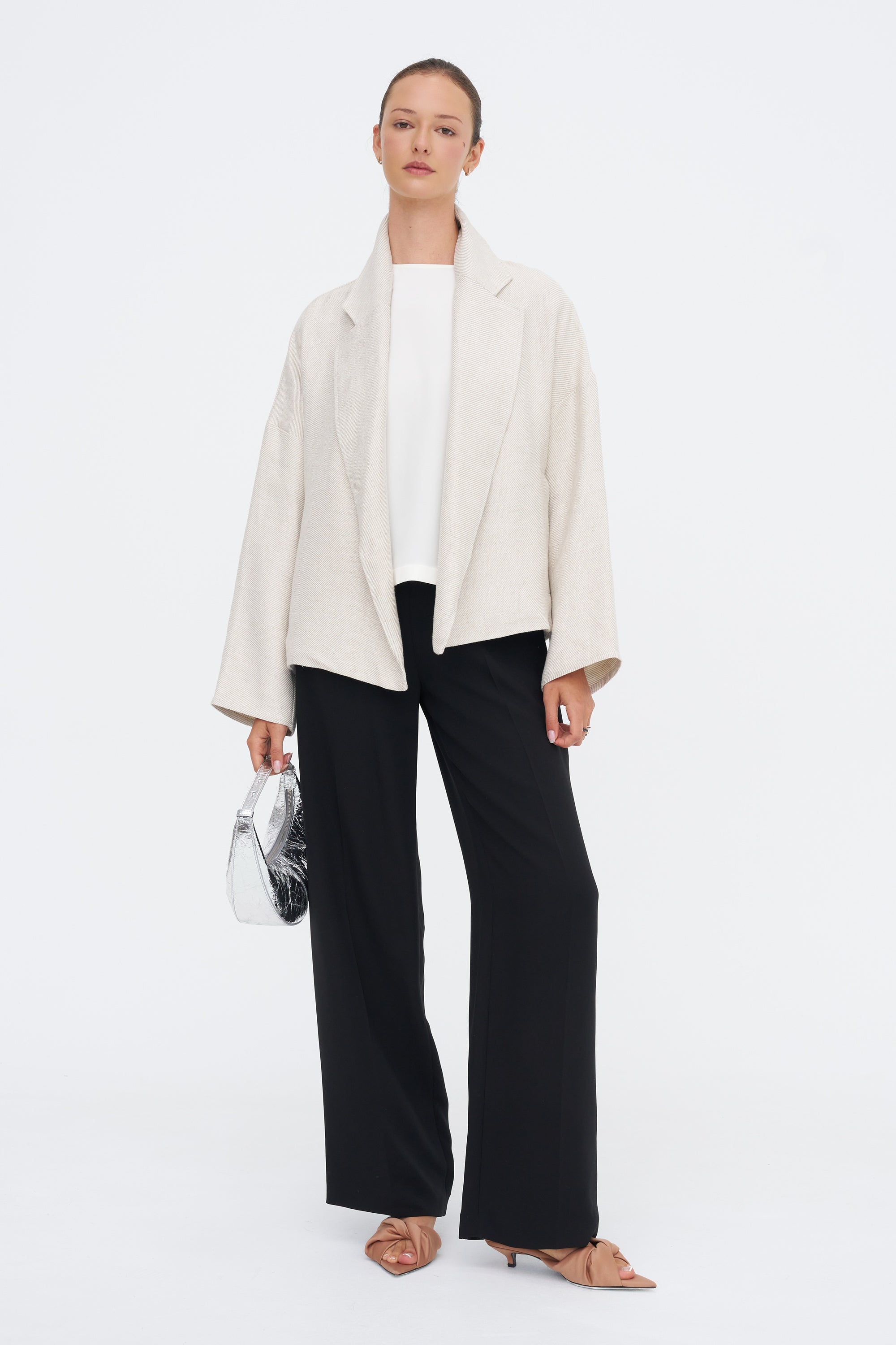 India Silk Boxy T-Shirt, Off White